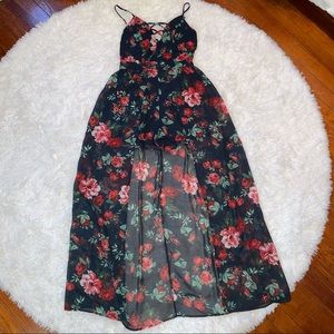 dark Navy Hi-low shorts romper